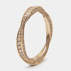 Graff Sprial Pave Diamond 18k Rose Gold Ring Size 49