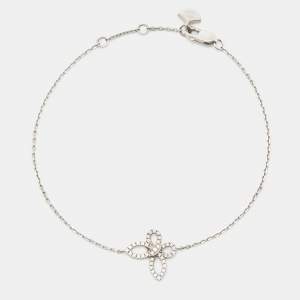 Pre Owned Graff Mini Butterfly Silhouette Diamond 18k White Gold Bracelet