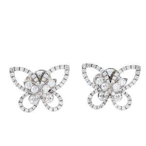 Graff Butterfly Silhouette Diamond 18K White Gold Stud Earrings