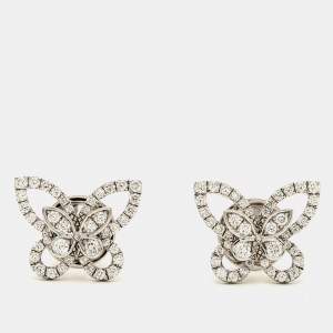 Graff Butterfly Silhouette Diamond 18K White Gold Stud Earrings