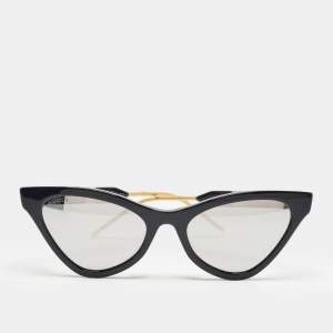 Gucci Black Mirrored GG0597S Interlocking G Crystals Cat Eye Sunglasses