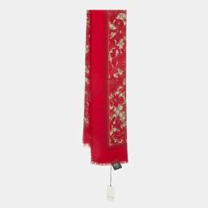 Gucci Red/Beige Arabesque Print Modal & Silk Shawl