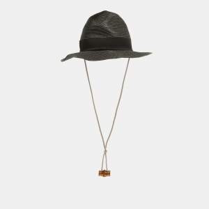 Gucci Black Raffia Effect Synthetic Hat 