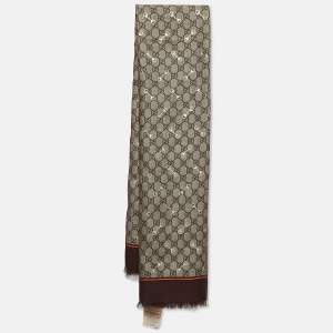 Gucci Brown/Gold Horsebit and GG Print Square Scarf