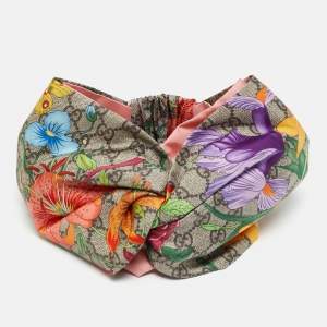 Gucci Multicolor GG Flora Print Silk Headband M