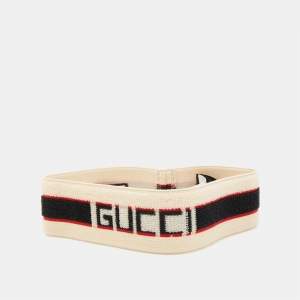 Gucci Beige Terry Cotton Logo Headband and Wristband Set 