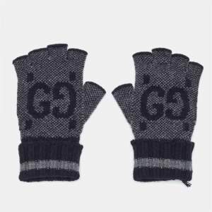Gucci Black GG Cashmere Knit Fingerless Gloves S