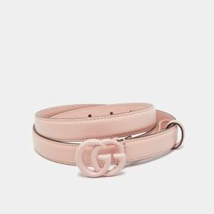 Gucci Pink Leather GG Marmont Slim Belt 90 CM