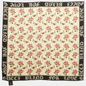 Gucci Cream Floral Print Silk Blind For Love Scarf 