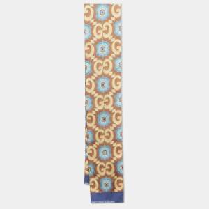 Gucci Multicolor GG Monogram Print Silk Bandeau Scarf 