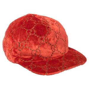 مملوكة مسبقًا Gucci Red GG Velvet Baseball Cap M