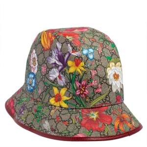 Pre Owned GG Beige Cotton Blend Flora Print Bucket Hat XL