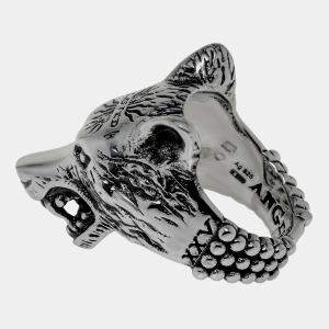 Gucci Anger Forest Sterling Silver Wolf Head Statement Ring Sz. 6.5