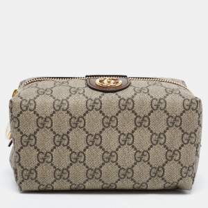 Gucci Beige GG Supreme Canvas Ophidia Cosmetic Case
