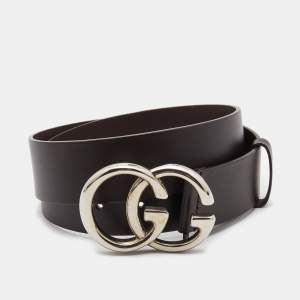 Gucci Dark Brown Leather GG Marmont Buckle Belt 90 CM 