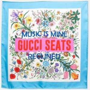 مملوكة مسبقًا Gucci X Sony Music Multicolor Floral Print Silk Square Scarf