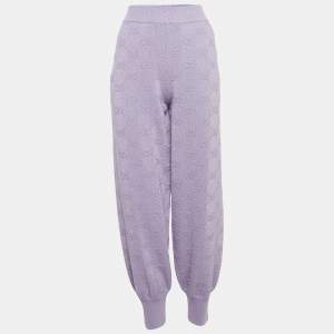 Gucci Light Purple GG Monogram Lurex Knit Sweatpants M