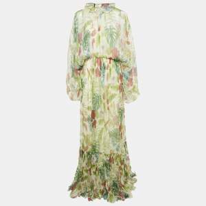 Gucci Green Tropical Print Lurex Silk Zaixi Dress M