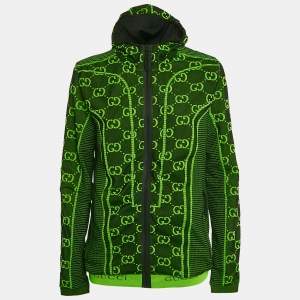 Gucci Green GG Tubular Jersey Zip-Up Jacket L