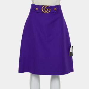 Pre Owned Gucci Purple Wool & Silk A-Line Knee Length Skirt M