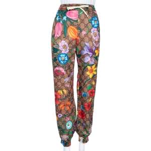 Pre Owned Gucci Multicolored GG Supreme Flora Printed Jersey Joggers M