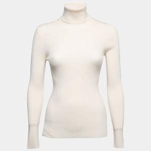 Gucci Cream Wool Rib Knit Turtleneck Sweater S