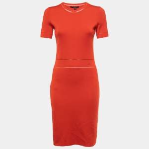Gucci Orange Knit Crew Neck Short Dress M