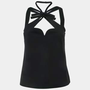 Gucci Black Crepe Criss-Cross Strap Top S