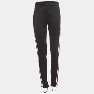 Pre Owned Gucci Black Technical Jersey Side Stripe Detail Stirrup Trousers L