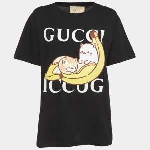 Gucci X Bananya Black Printed Cotton Jersey T-Shirt XS