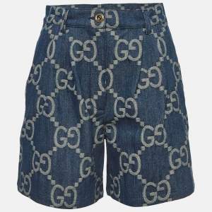 Gucci Blue Jumbo GG Denim High Waist Shorts M