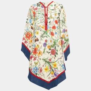 Gucci Cream/Multicolor Printed Linen Kaftan Dress M