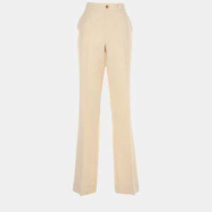 Gucci Cream Silk & Wool Wide Leg Pants L (IT 44)