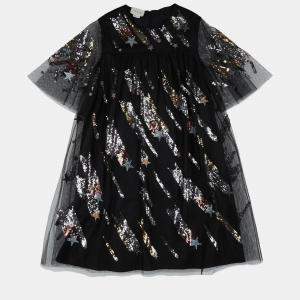 Gucci Black Sequined Tulle Dress Size 10Y