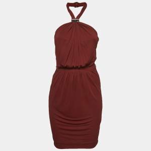 Gucci Dark Red Knit Asymmetric Short Dress XS