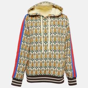 Gucci Multicolor Garden Print Felted Cotton Hoodie XS