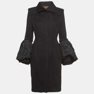  Louis Vuitton Black Wool Blend Detachable Sleeves Coat M