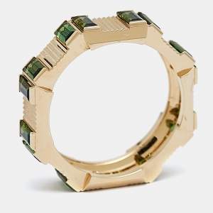 Gucci Link to Love Tourmaline 18k Yellow Gold Band Ring Size 52