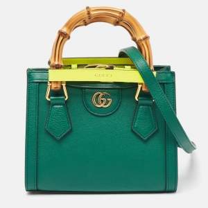 Gucci Green Leather Mini Diana Tote