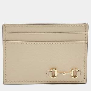 Gucci Beige Leather Horsebit Card Holder
