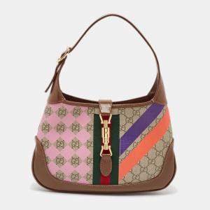 Gucci Brown/Beige GG Supreme Canvas and Leather Small Jackie 1961 Hobo