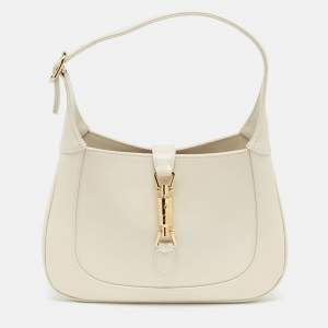 Pre Owned Gucci White Glossy Leather Jackie 1961 Shoulder Bag