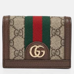 Gucci Beige/Ebony GG Supreme Canvas and Leather Ophidia Card Case