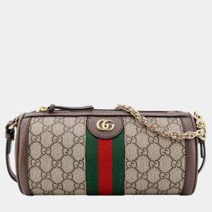 Gucci Beige GG Supreme Canvas Web Shoulder Bag