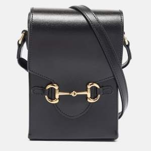 Gucci Black Leather Mini Horsebit 1955 Crossbody Bag