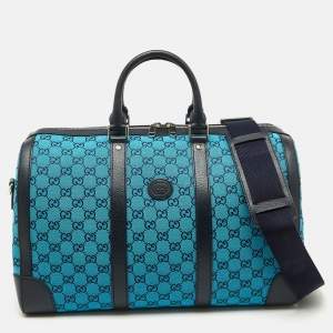 Gucci Blue GG Canvas and Leather Savoy Medium Duffle Bag