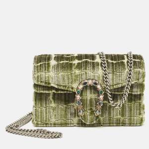 مملوكة مسبقًا Gucci Green Velvet Super Mini Dionysus Shoulder Bag
