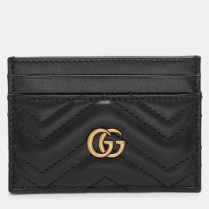 Gucci Black Leather GG Marmont Card Holder