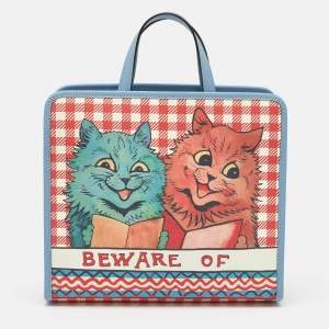Gucci Multicolor Coated Canvas Kids Cat Print Tote