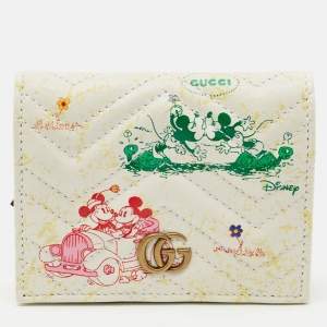 Gucci x Disney Multicolor Matelassé Leather Mickey Minnie Mouse GG Marmont Card Case